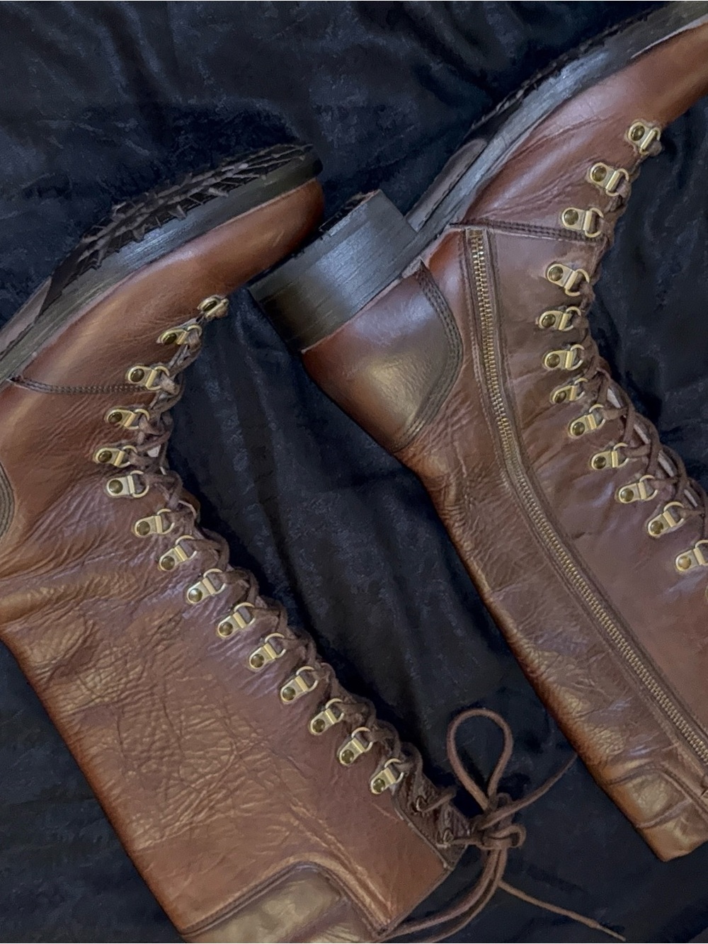 Black Label Frye Dark Brown Knee-High Lace-Up Boots amazing condition RARE - Picture 6 of 12